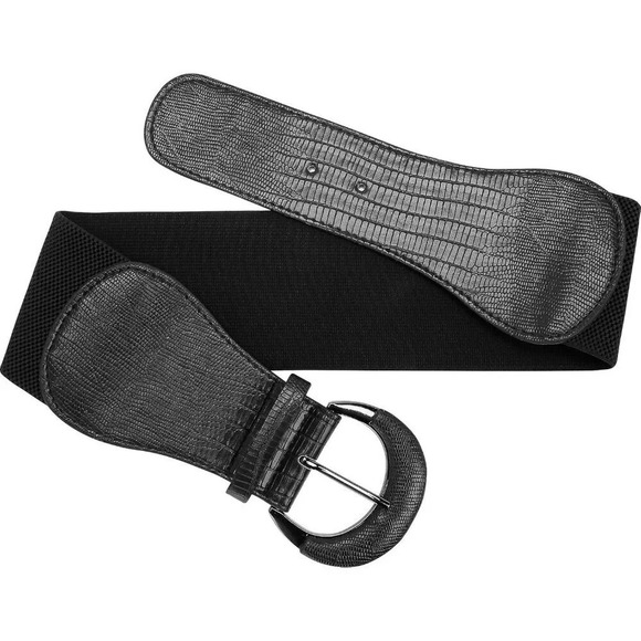 ❤️Women Black Butterfly  Wide PU Elastic Stretch Thick Buckle Waist Belt - Picture 3 of 5